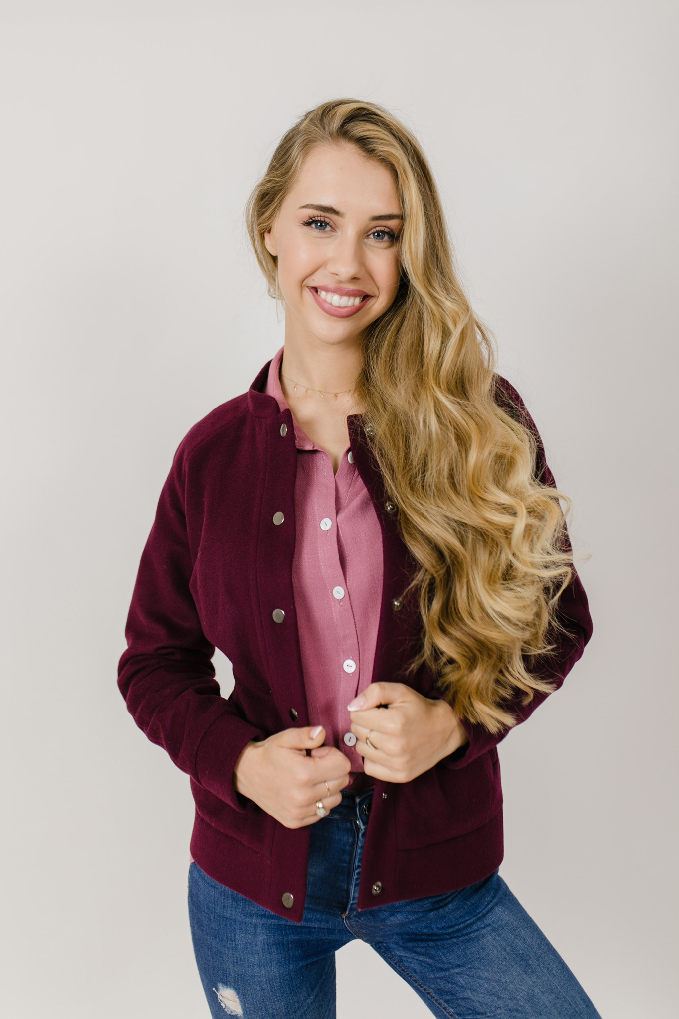 Wełniana kurteczka Jane bordowa - obrazek 9