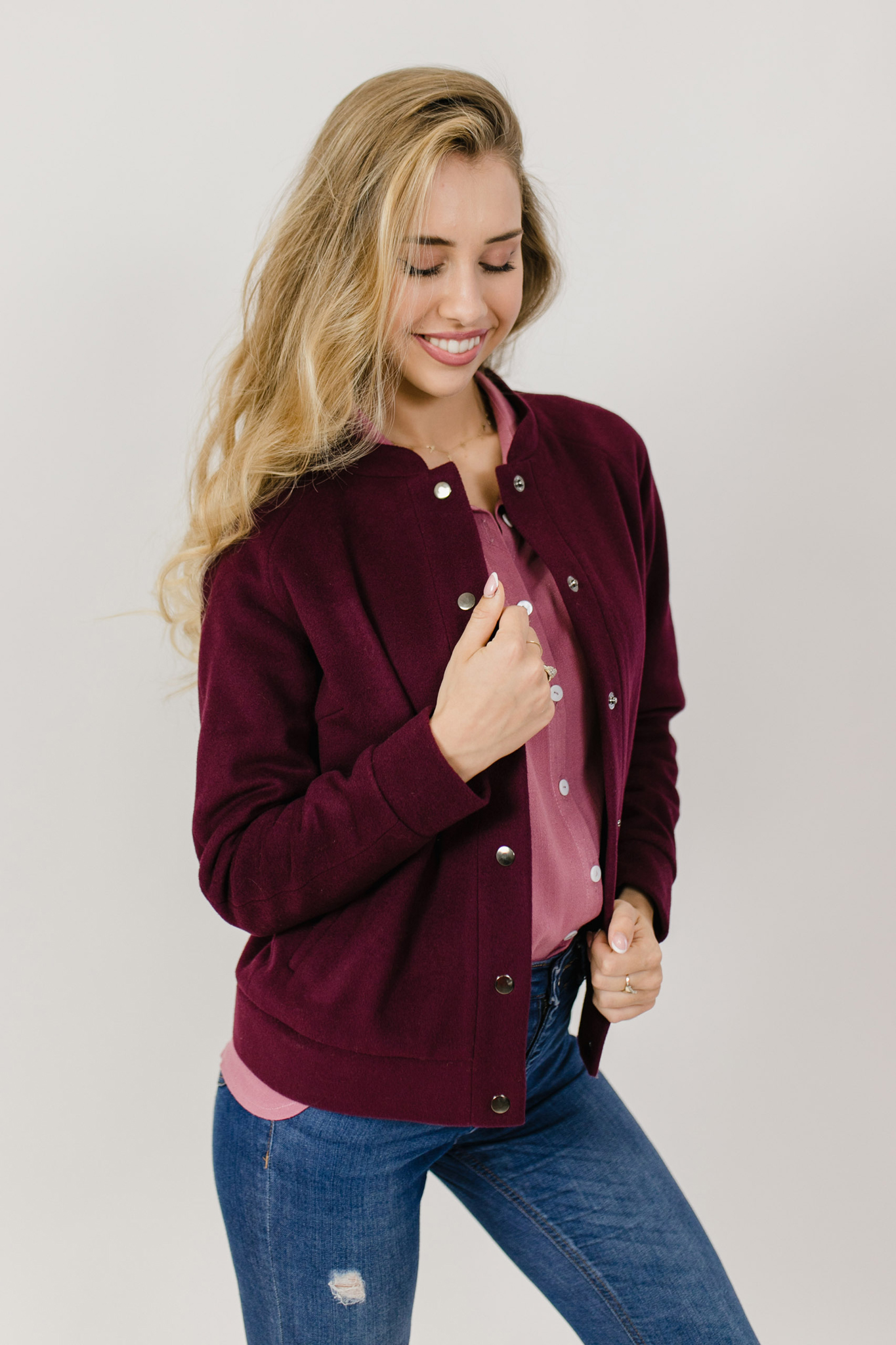 Wełniana kurteczka Jane bordowa