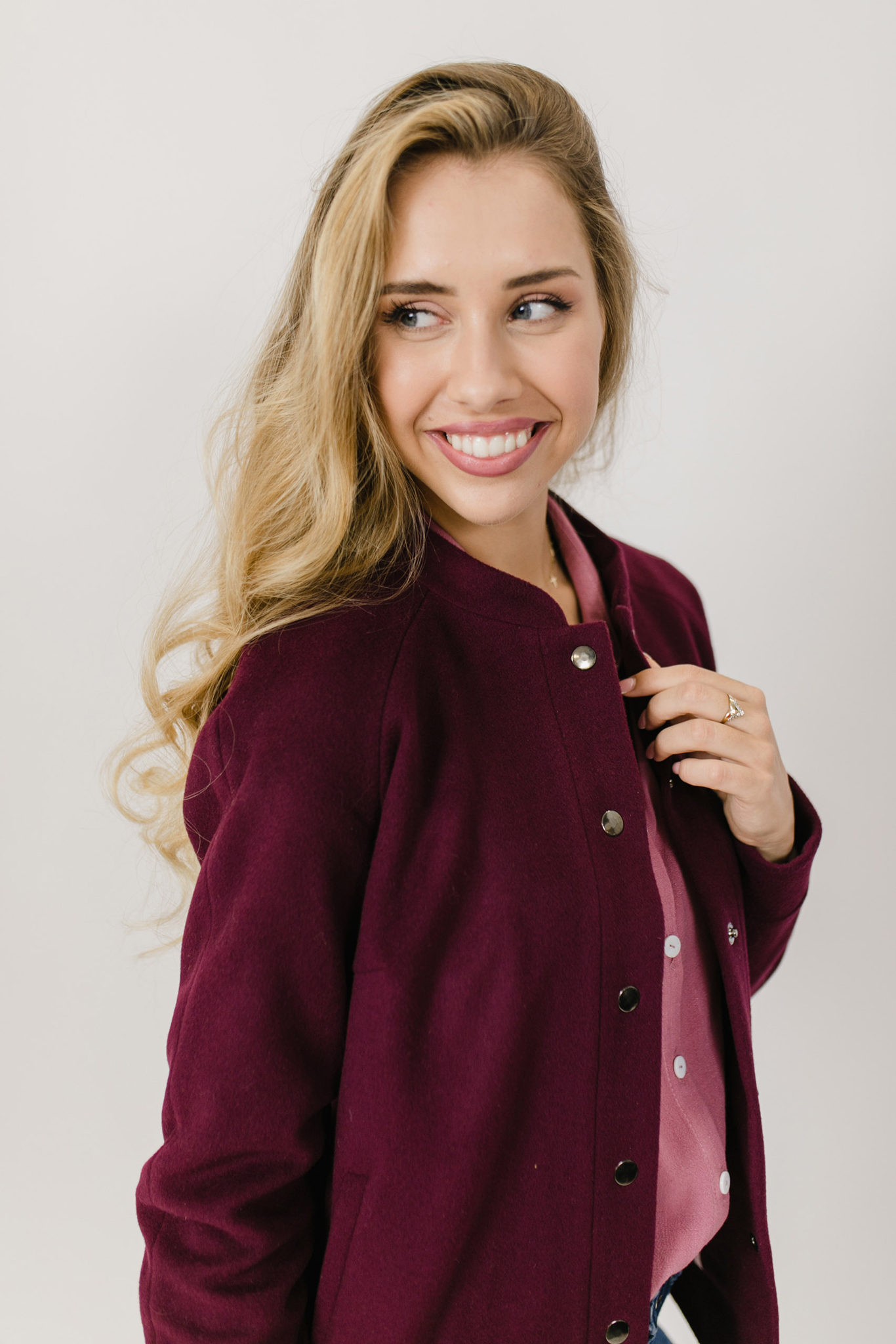 Wełniana kurteczka Jane bordowa - obrazek 8