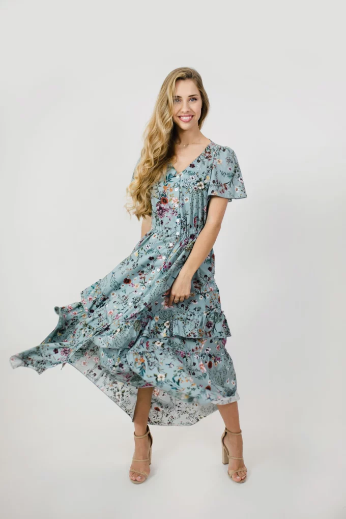 Sukienka Chloe seledynowa polne kwiaty XXS