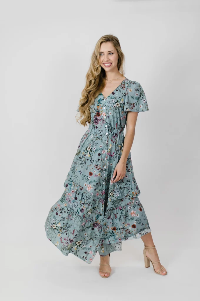 Sukienka Chloe seledynowa polne kwiaty XXS