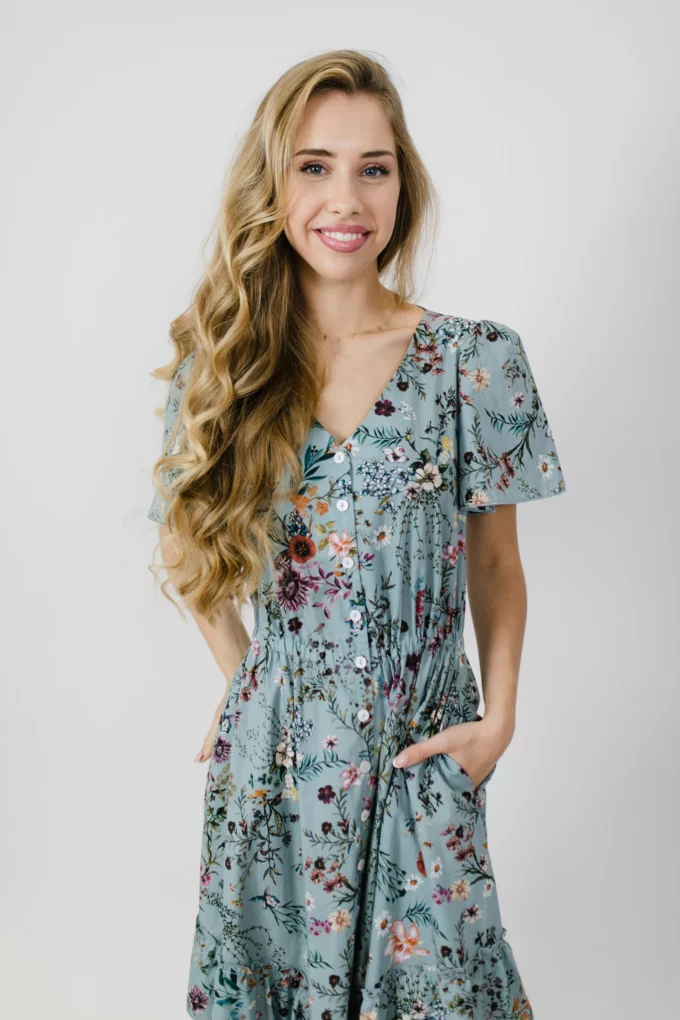 Sukienka Chloe seledynowa polne kwiaty XXS