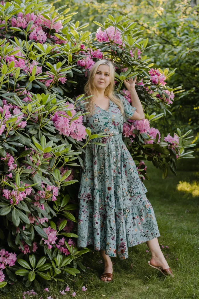 Sukienka Chloe seledynowa polne kwiaty XXS