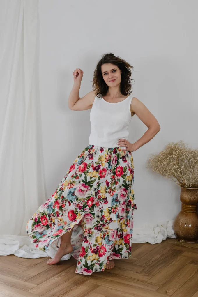 Spódnica Charlotte hiszpańskie duże kwiaty wiskoza