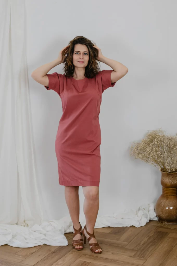 Sukienka Emma wiskoza marsala dusty pink