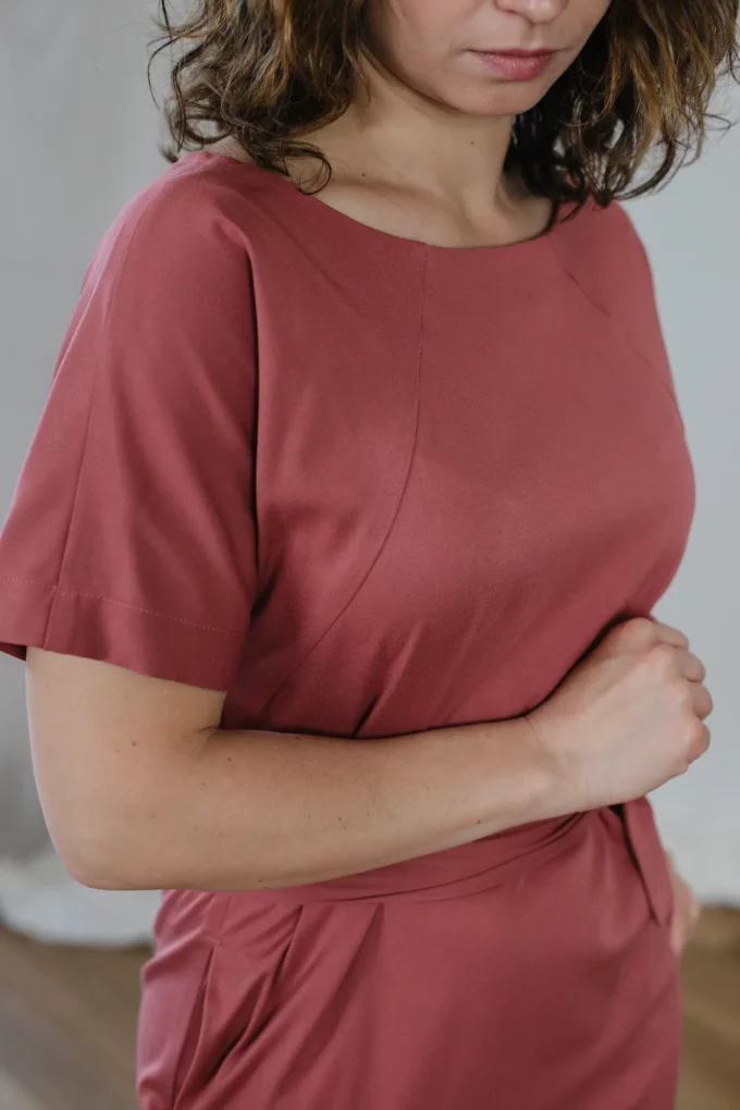Sukienka Emma wiskoza marsala dusty pink