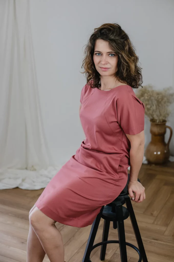 Sukienka Emma wiskoza marsala dusty pink