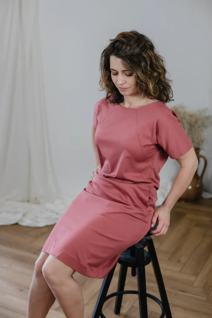 Sukienka Emma wiskoza marsala dusty pink