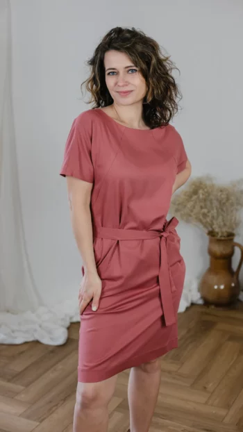 Sukienka Emma wiskoza marsala dusty pink