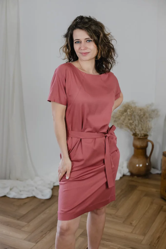 Sukienka Emma wiskoza marsala dusty pink