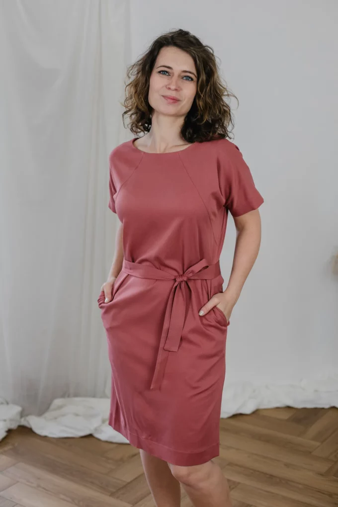 Sukienka Emma wiskoza marsala dusty pink