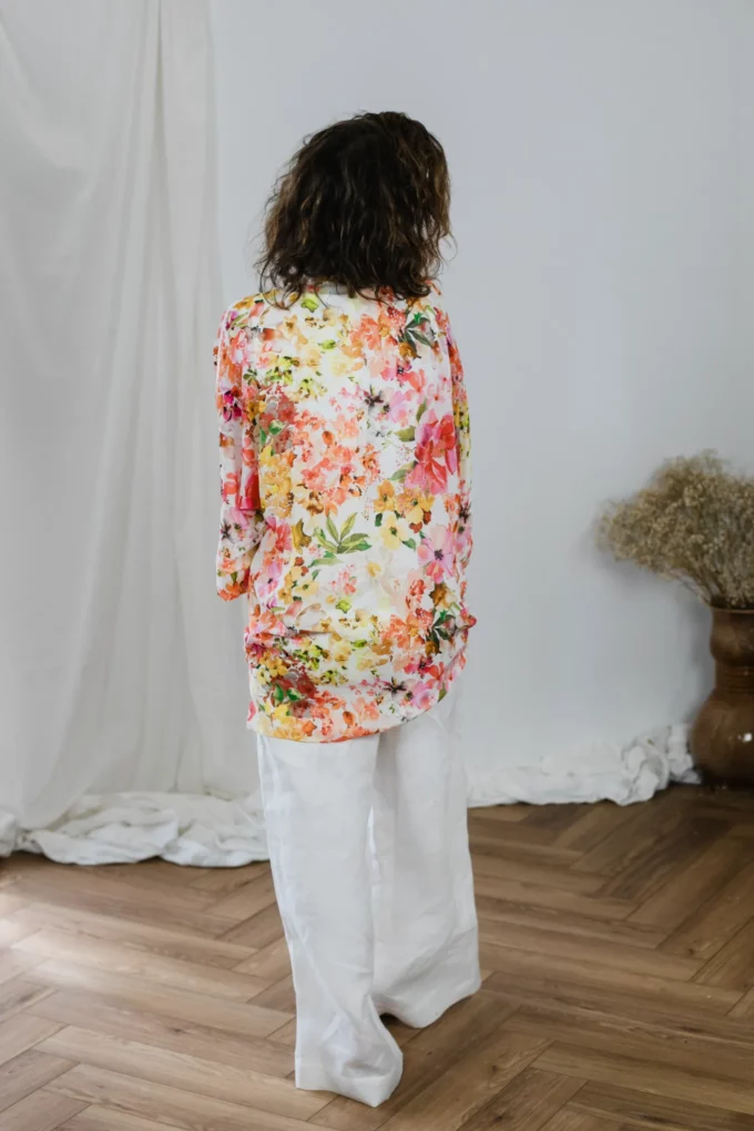 Koszula Natasha lekka jak mgiełka, kimono, wiskoza malowane kwiaty - obrazek 10