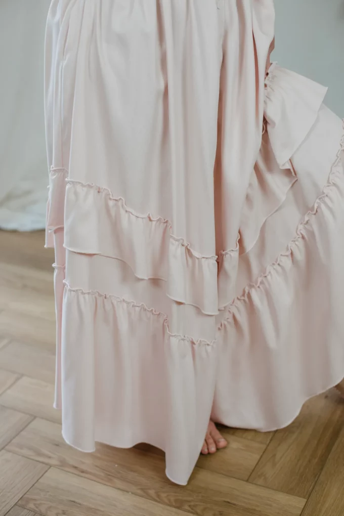 Spódnica Charlotte elegancka pudrowy róż wiskoza - obrazek 3