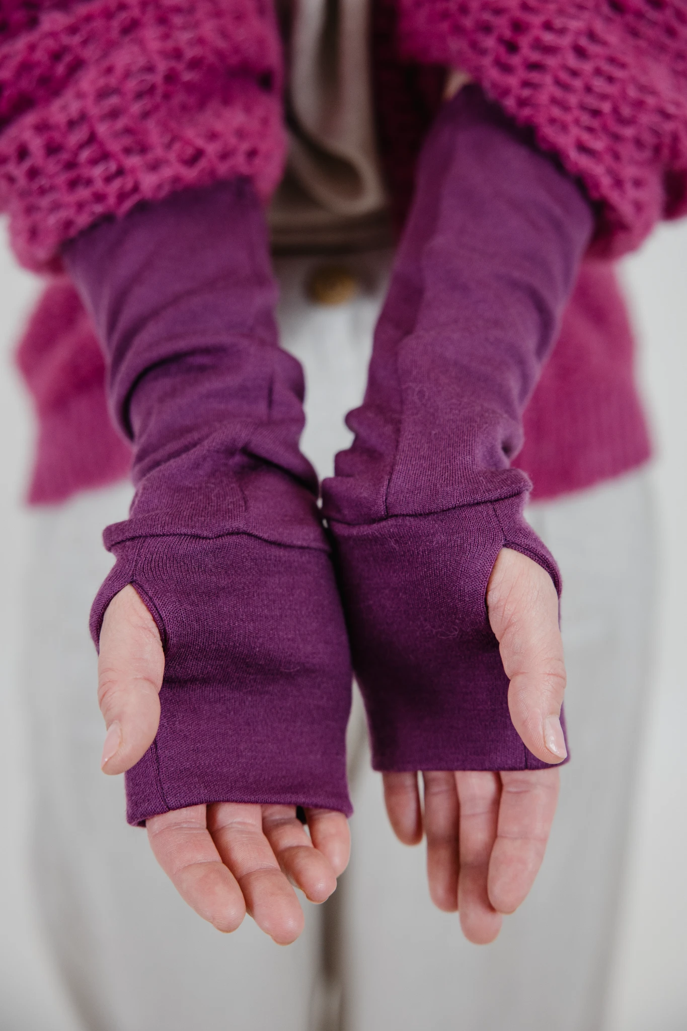 Rękawiczki bez palców mitenki 100% wełna merino - obrazek 6