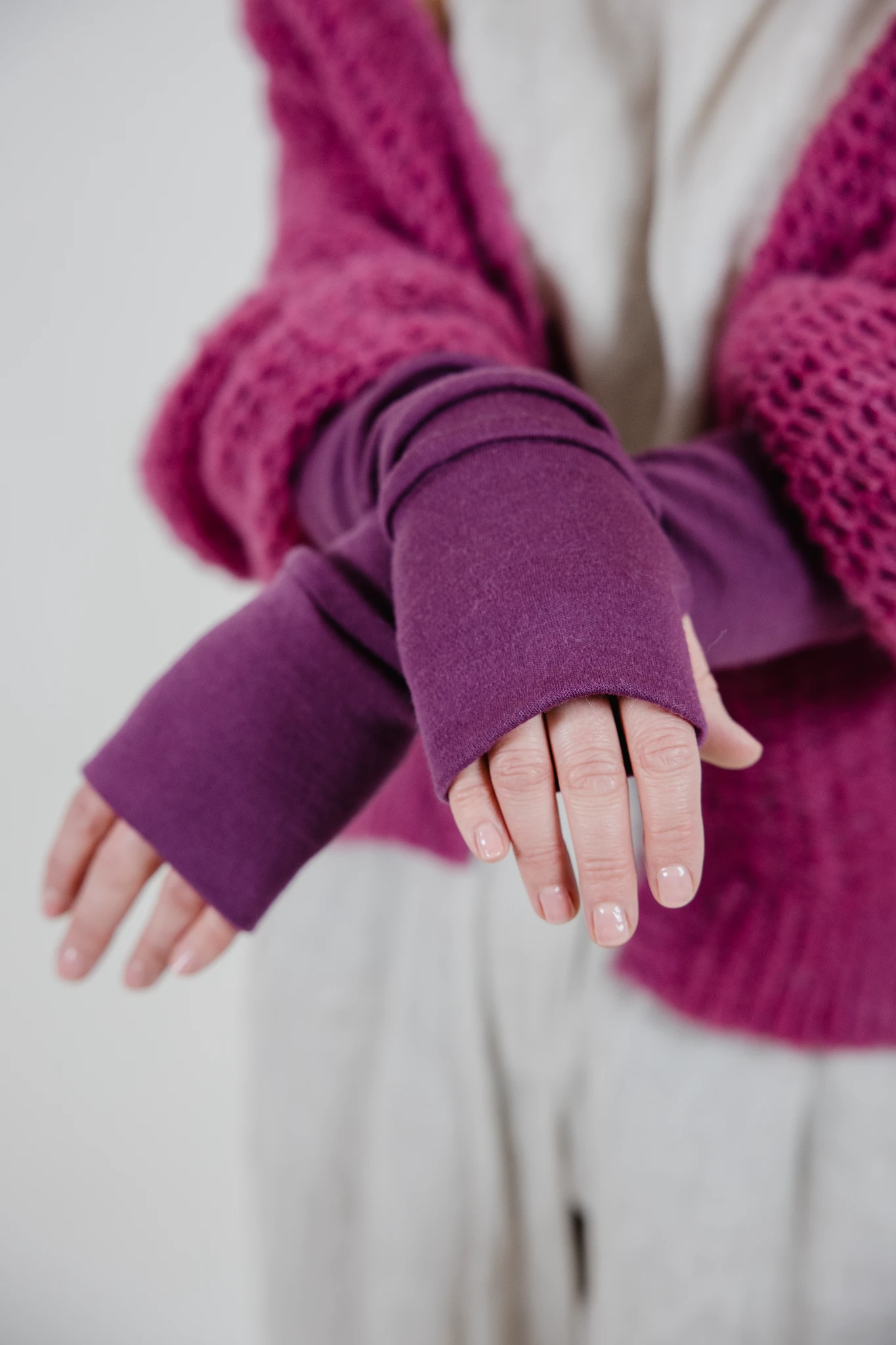 Rękawiczki bez palców mitenki 100% wełna merino - obrazek 8