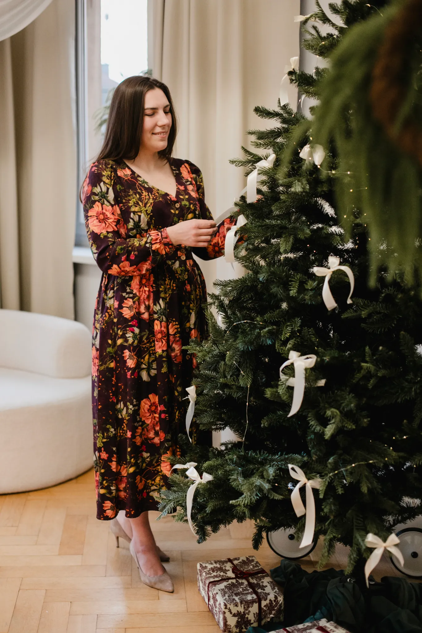 Sukienka Sophie 2.0 bordowe kwiaty - obrazek 8