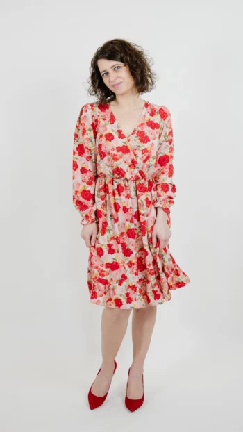 Sukienka Claire wiskoza czerwone róże